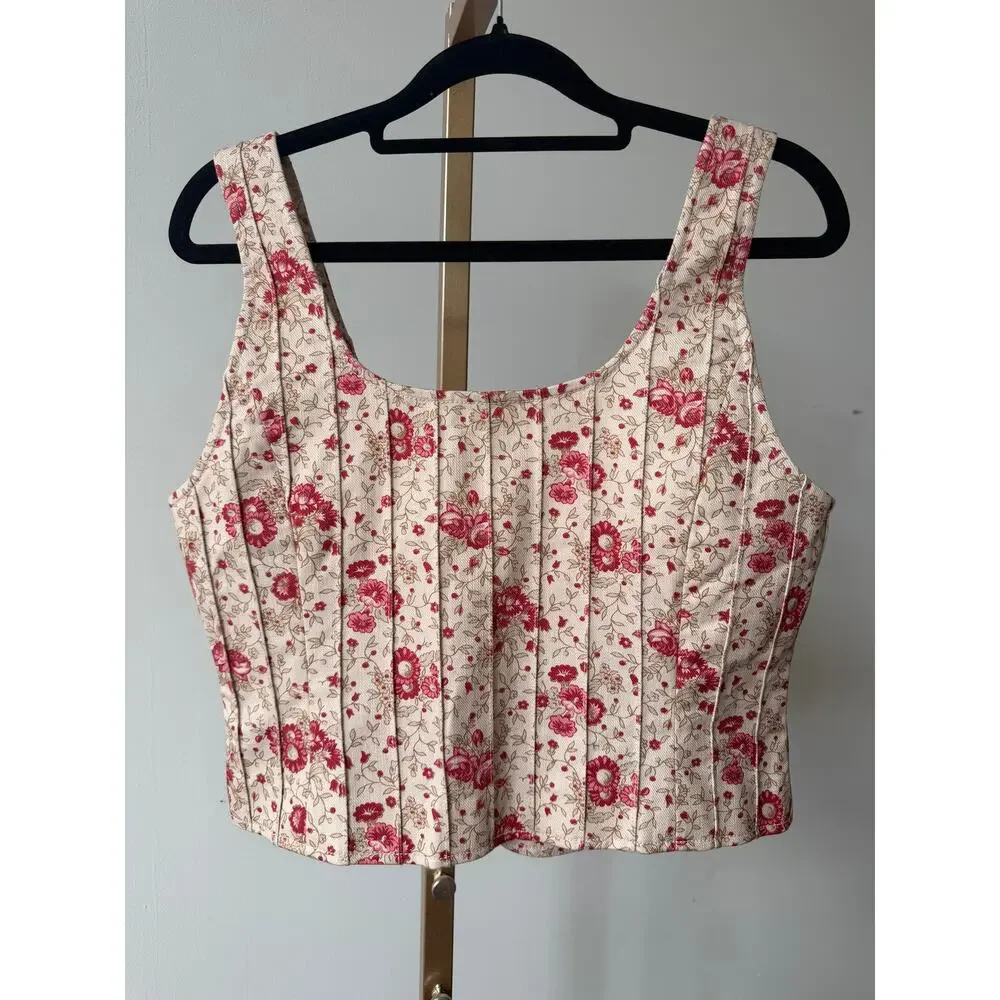 Cinq à Sept Rowena Jean Cottagecore Floral Tank Top Size S NEW - Picture 2 of 11